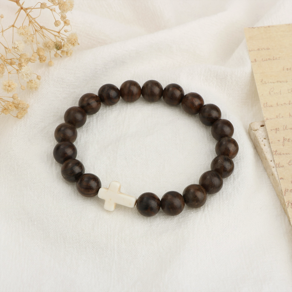 Faith Bead Wooden Bracelet - Black