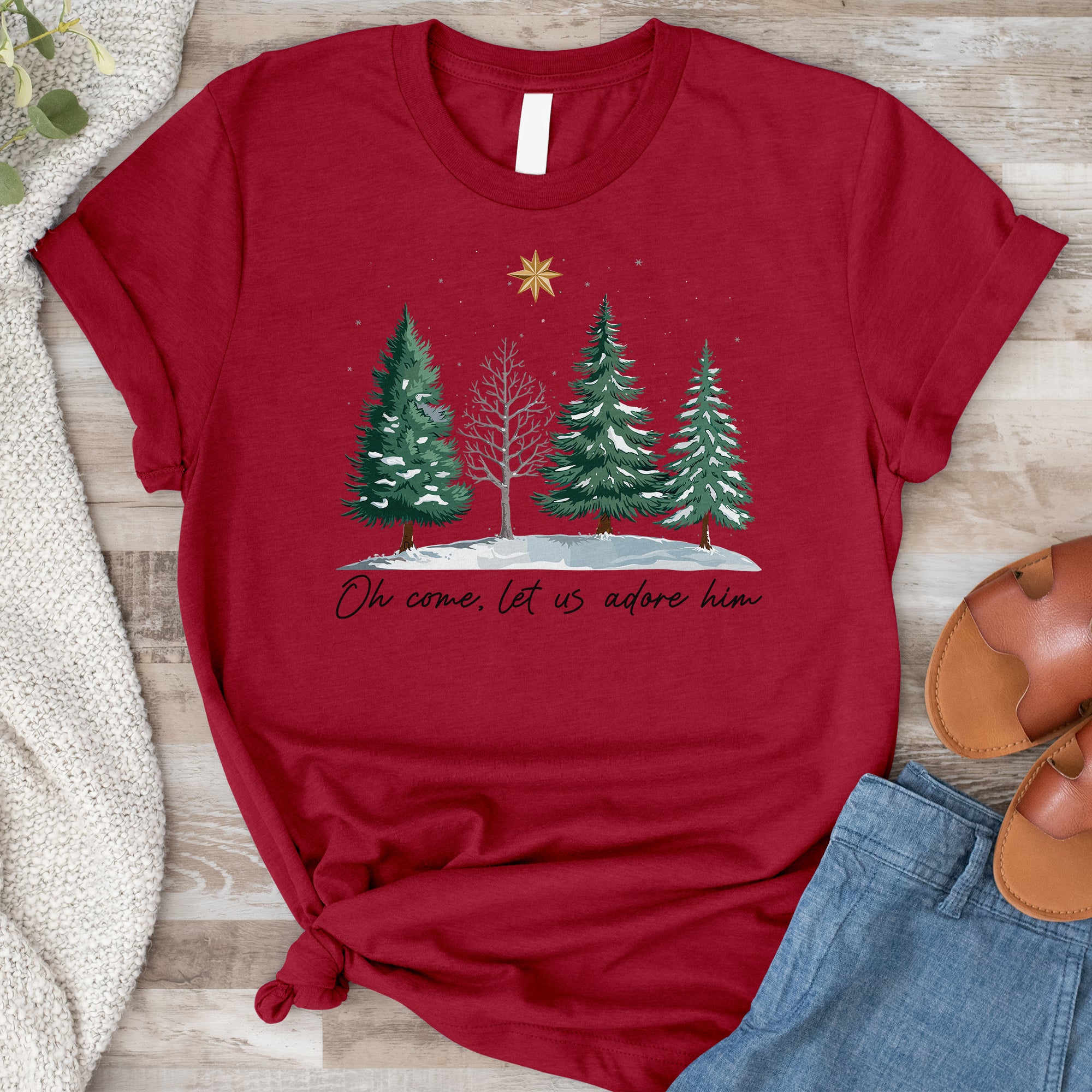 Let us Adore Him Forrest Tee