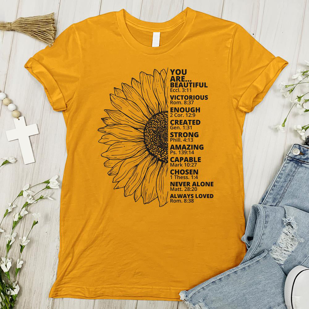 Sunflower Thankful Grateful Blessed Tee - Gold