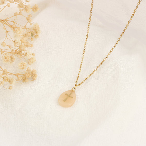 Cross Natural Stone Necklace