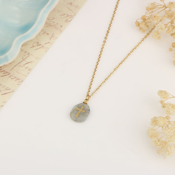 Cross Natural Stone Necklace