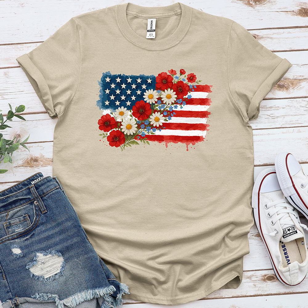 Floral American Flag Tee