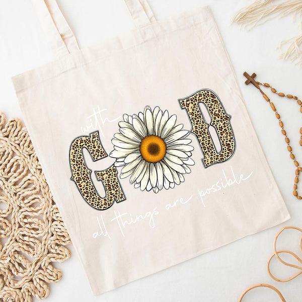 Sunflower With God All Things Are Possible Tote Bag