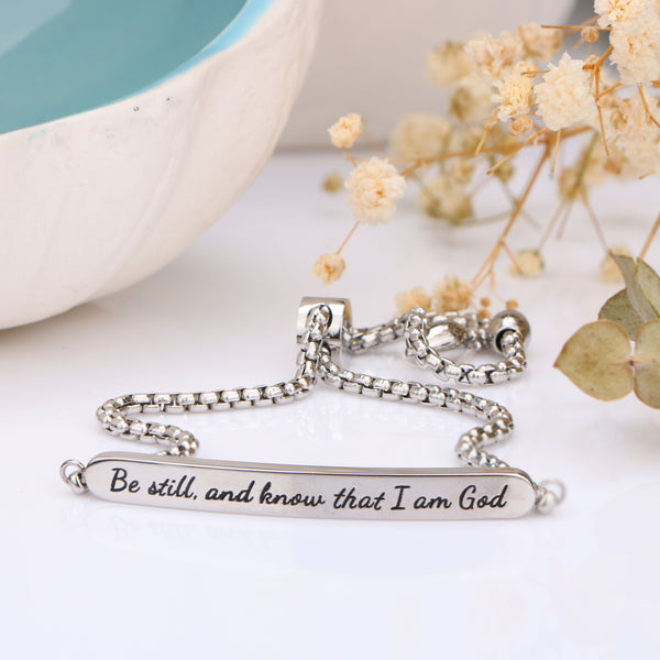 "Be Still & Know That I am God" - Bar Bracelet