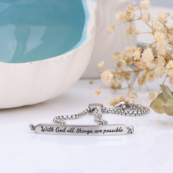 "With God All Things Are Possible" - Bar Bracelet