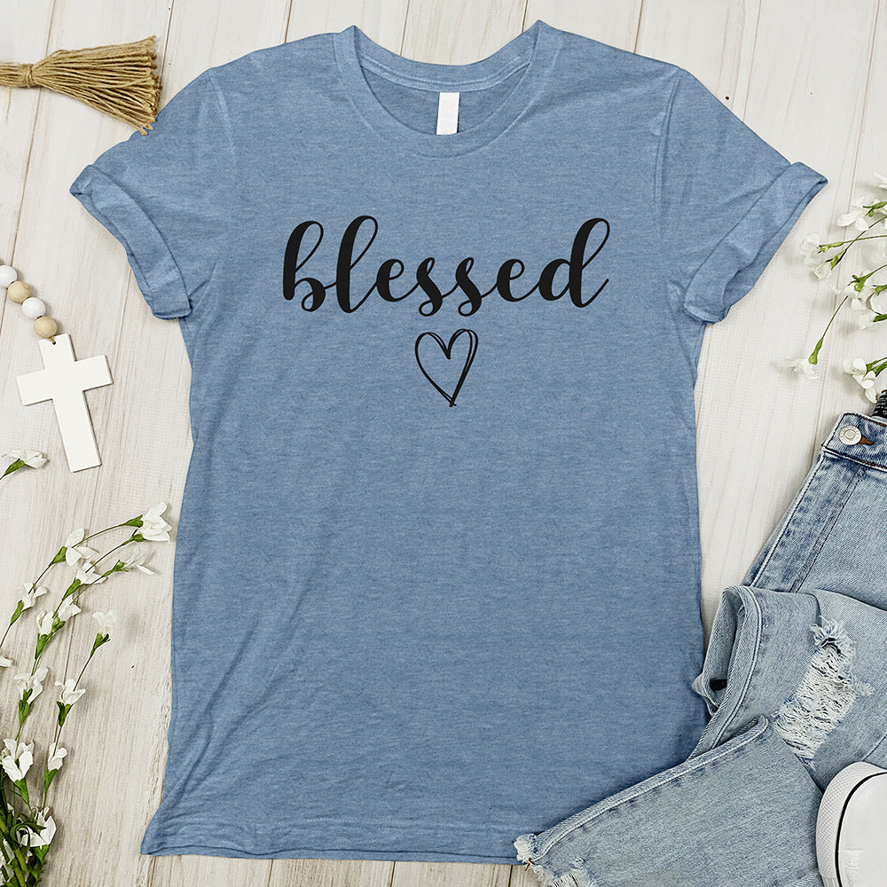 Blessed Love Tee - Heather Indigo