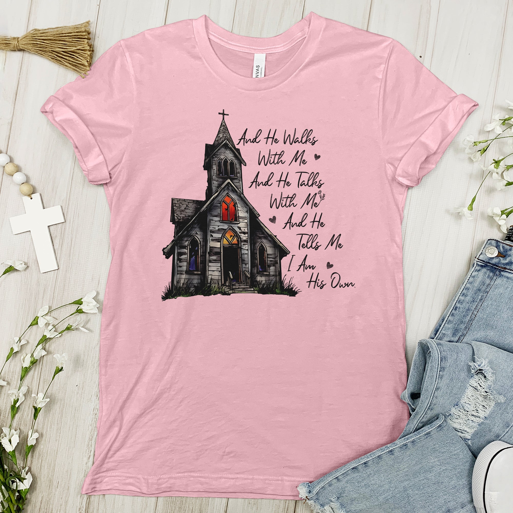 And He Walks With Me And He Talks Me Tee - Faith Tee