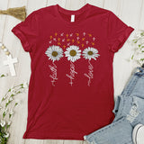 Faith, Hope and Love with Daisies and Cross