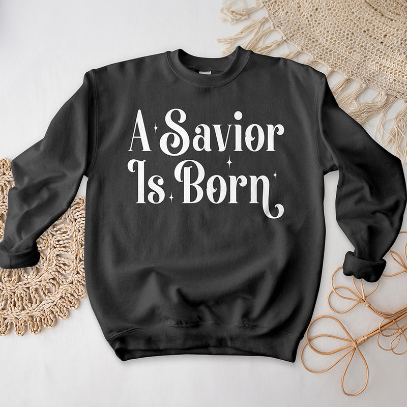 A Savior Is Born Crewneck - Starry Night