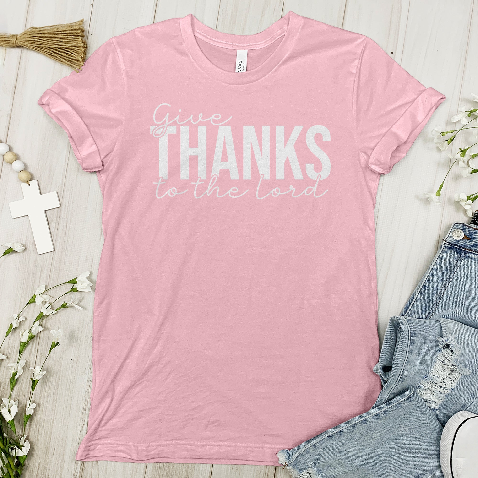 Give Thanks To The Lord Tee - Cursive