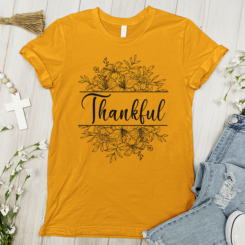 Thankful Tee - Floral Wreath