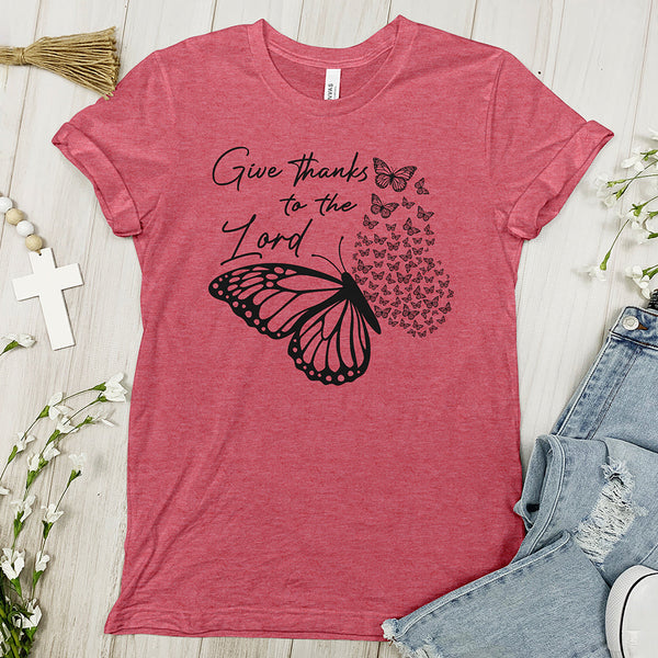 Give Thanks To The Lord Butterfly Tee Shirt