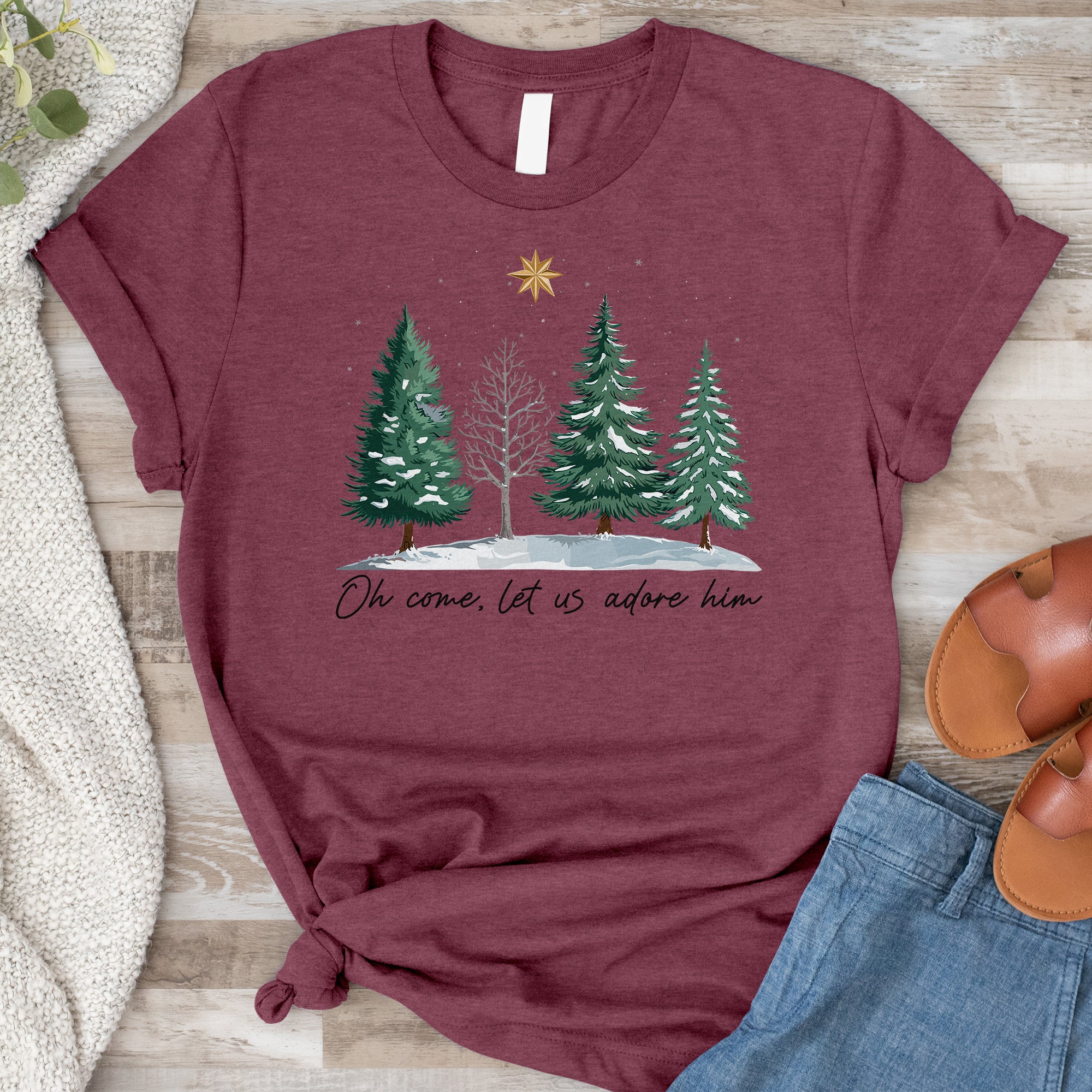 Let us Adore Him Forrest Tee
