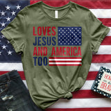 Loves Jesus and America Too Tee
