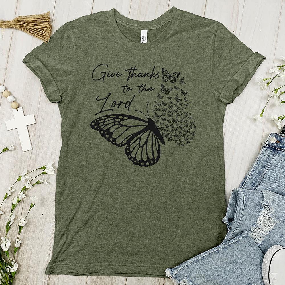 Give Thanks To The Lord Butterfly Tee Shirt