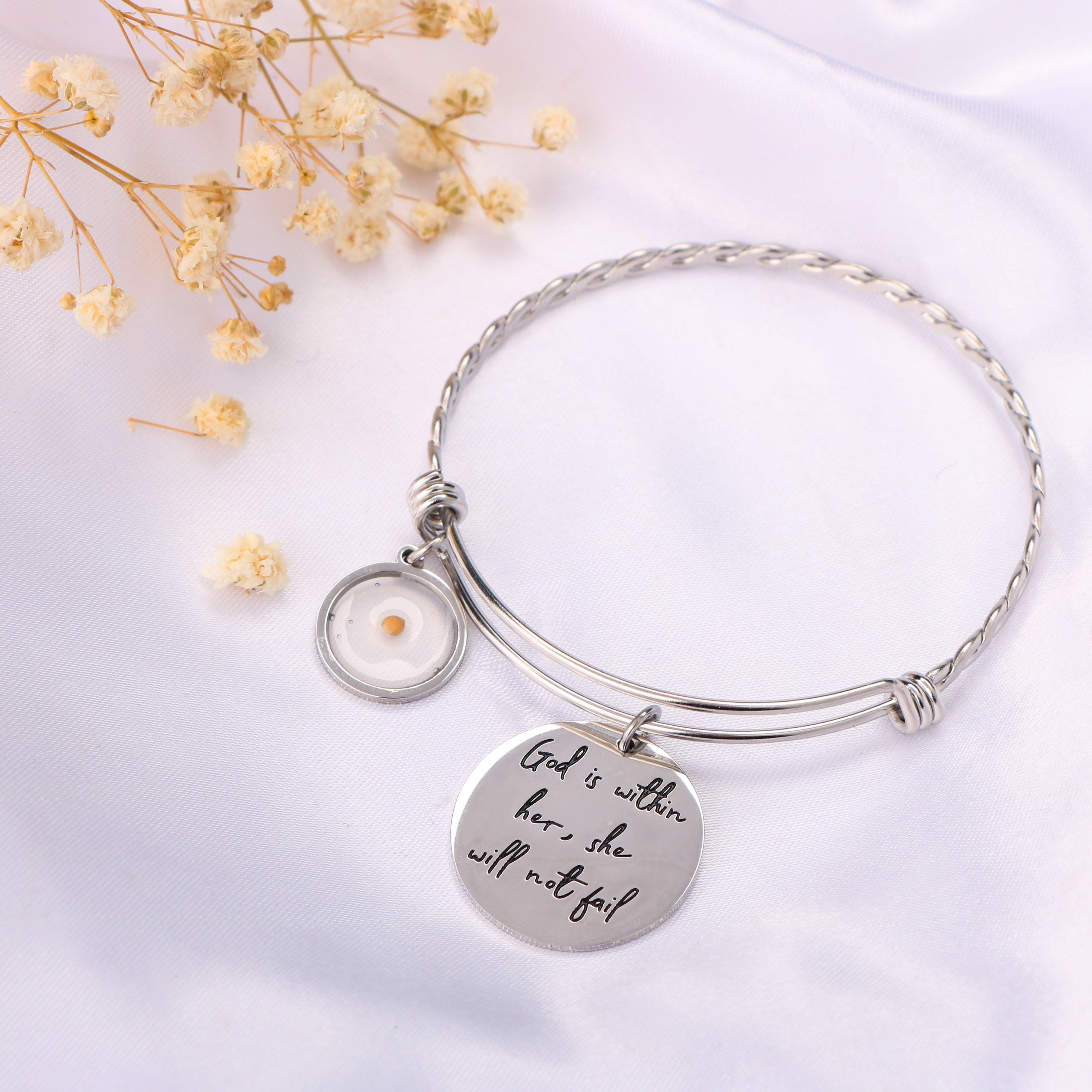 God is Within Her Bangle Bracelet