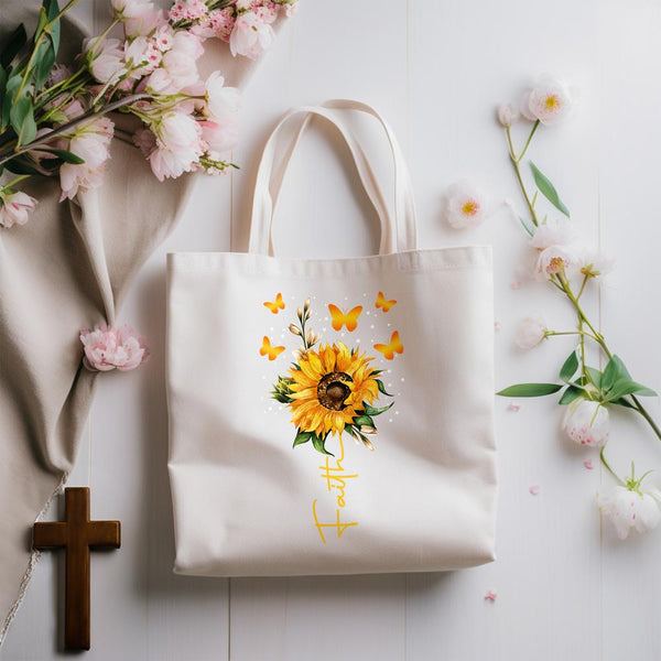 Sunflower Butterflies Tote Bag Christian Divinity