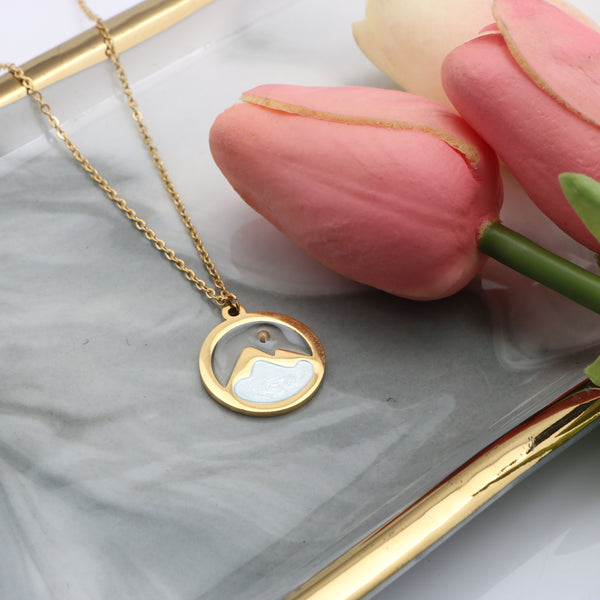 Moving Mountains Mustard Seed Necklace Gold/White